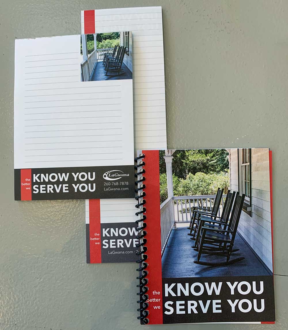 Example notepads and booklet