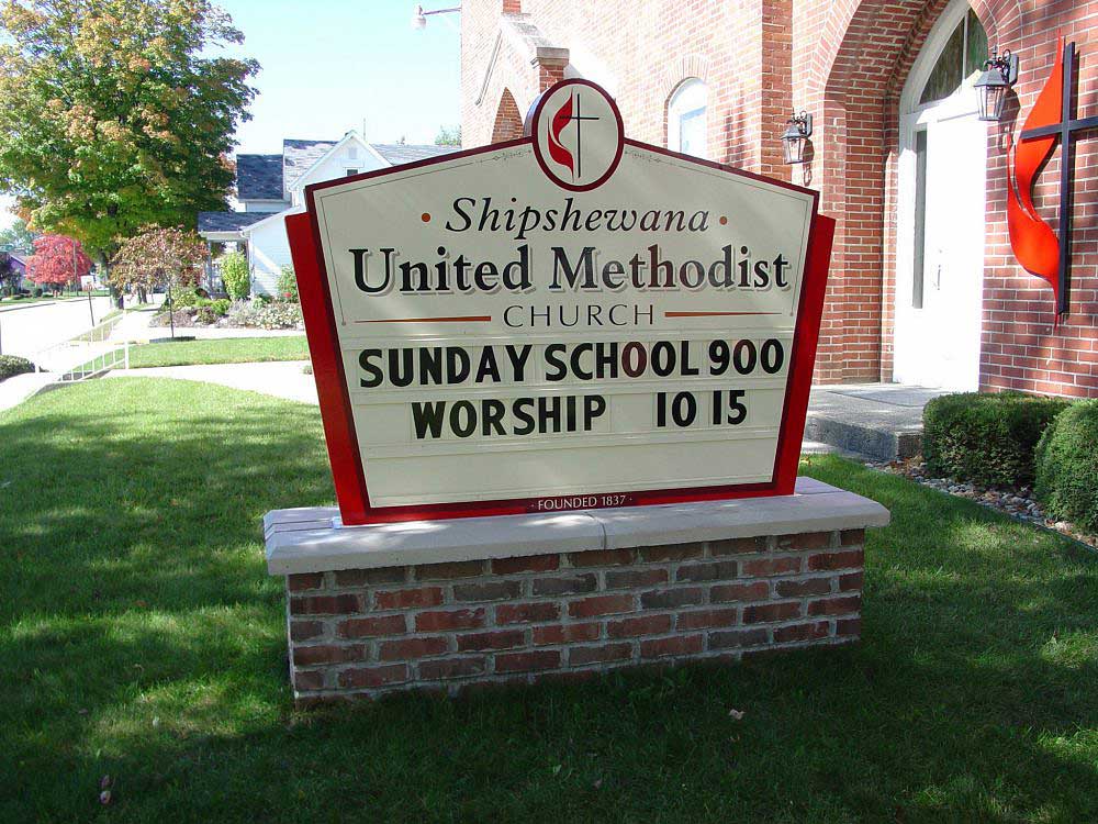 Shipshewana United Methodist Church, standalone sign